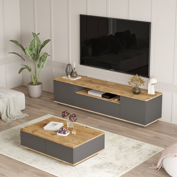 Hanah Home FR17-AA Conjunto de Muebles de Salón Pino Atlántico y Antracita Hanah Home FR17-AA Conjunto de Muebles de Salón Pino Atlántico y Antracita